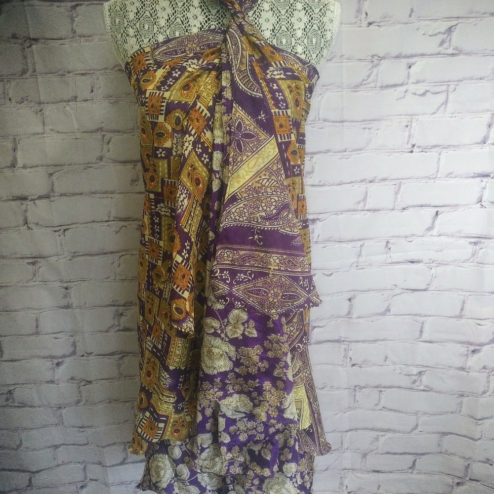 Silk multi wrap skirt/cover up